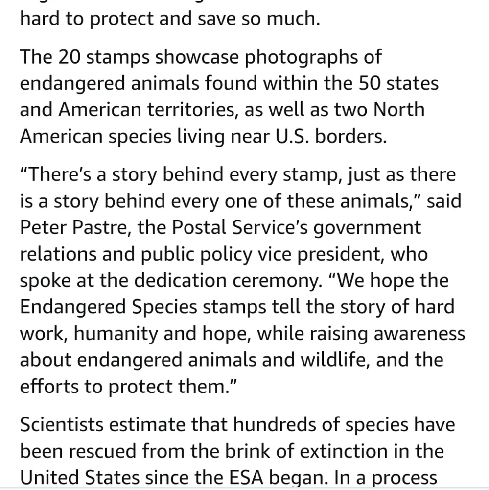 100 Forever Stamps Endangered Species Animals Stamp USPS Postage Mail‎